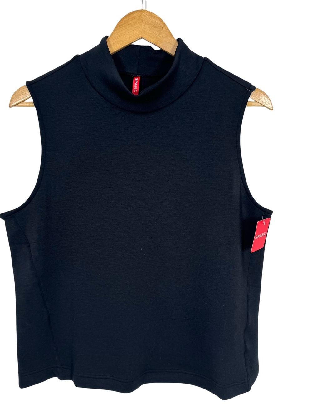 Spanx Shirt Womens XL Black AirEssentials Mock Neck Sleeveless Tank Top Capsule